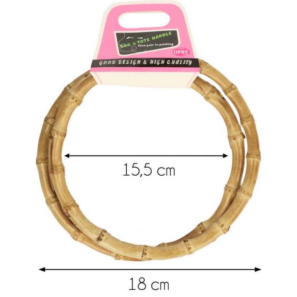 Väskhandtag 18 cm diameter bambu 2-p